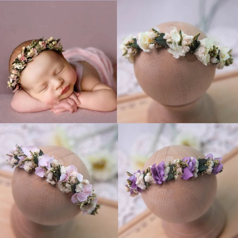 

Bebe Girl Headband Newborn Photography Props Full Moon Hairband Infant Shooting Accessories Photo Decorations Flower Headband