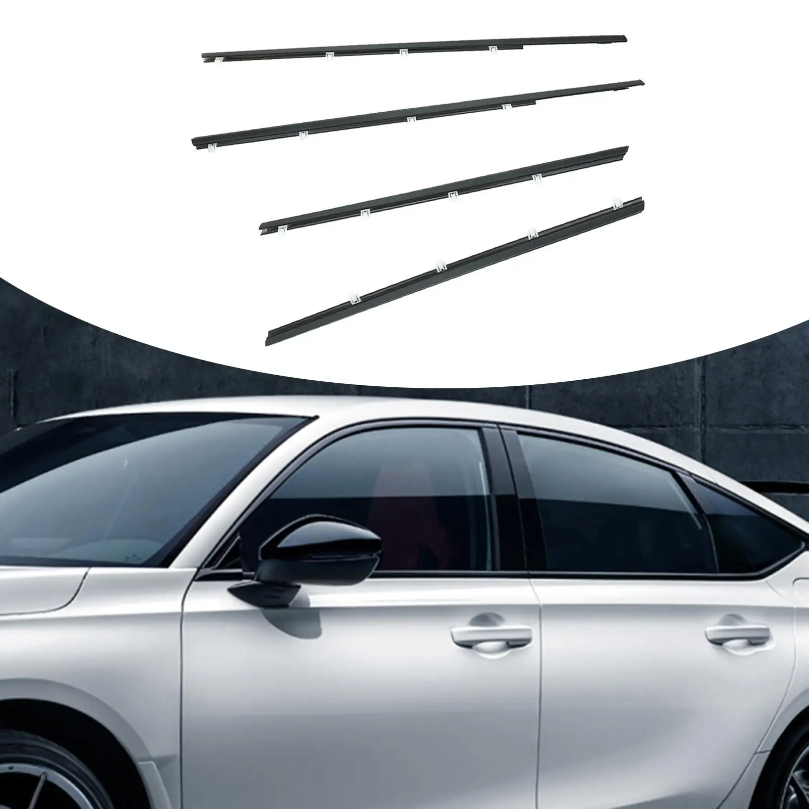 

4Pcs Weatherstrip Window Seal 72950TR0A01 Fittings Automotive Easy to Install Accessory for Honda Civic 2012 2013 2014 2015