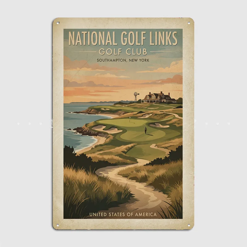 National Golf Links Vintage Poster Metal Posters Living Sign Indoor Outdoor Room Decoration Home Bar Decor Wall Decor