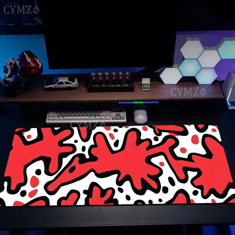 Computer mouse pad Red art pattern Mouse Pad Desk Mat Non-Slip Durable office mouse mat gaming mats Stitched Edge HD printing