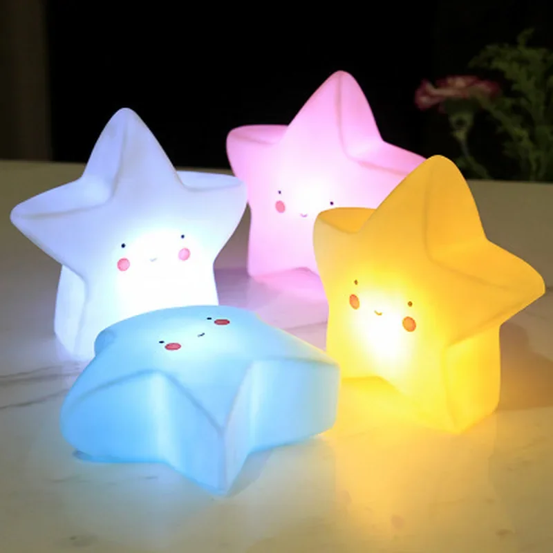 Star LED Night Light Baby Feeding Lamp Children's Luminous Toy - 4 Colors Bedside Decoration