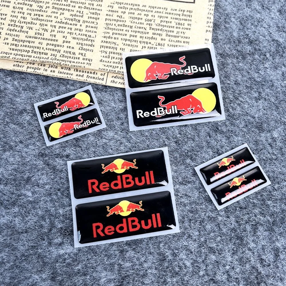 2pc/set Waterproof Three-dimensional Reflective Stickers Red Bull Stickers Helmet Decoration Creative Modification Car Keychain