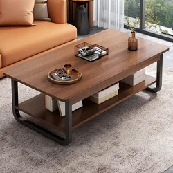 2 Tiers Wood Coffee Table Legs Metal Storage Sofa Coffee Table Rectangle Multifunctional Articulos Para El Hogar Home Furniture