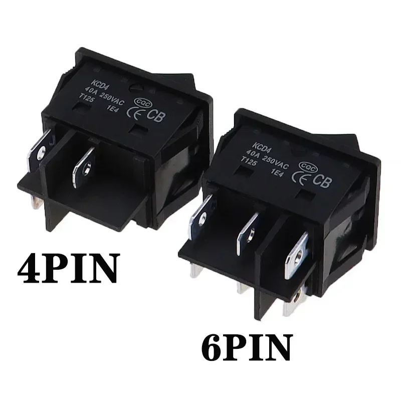 1PCS 40A 250V AC High Current ON/OFF Special for Eelding Machine KCD4 Sterling Silver Point Rocker Power Button Switches Black