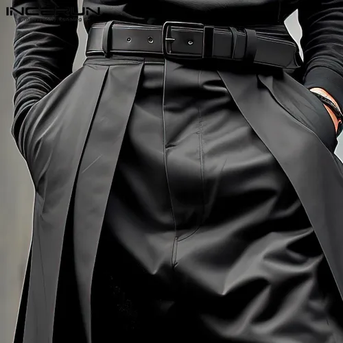 Imagen 2 del producto Nuevos pantalones de estilo coreano para hombre, pantalones plisados con diseño en capas, pantalones largos de pierna ancha holgados informales a la moda, S-5XL INCERUN 2023