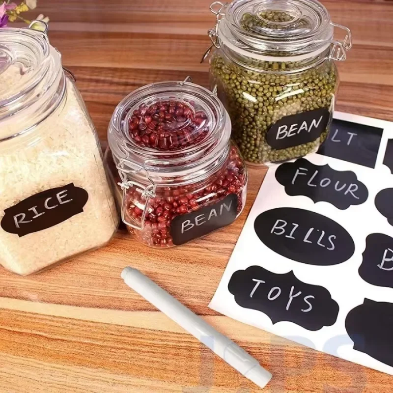 40pcs/pack Chalkboard Labels Erasable Waterproof Stickers for Spice Jars Glass plastic Bottle Food Storage Bins cosmetics