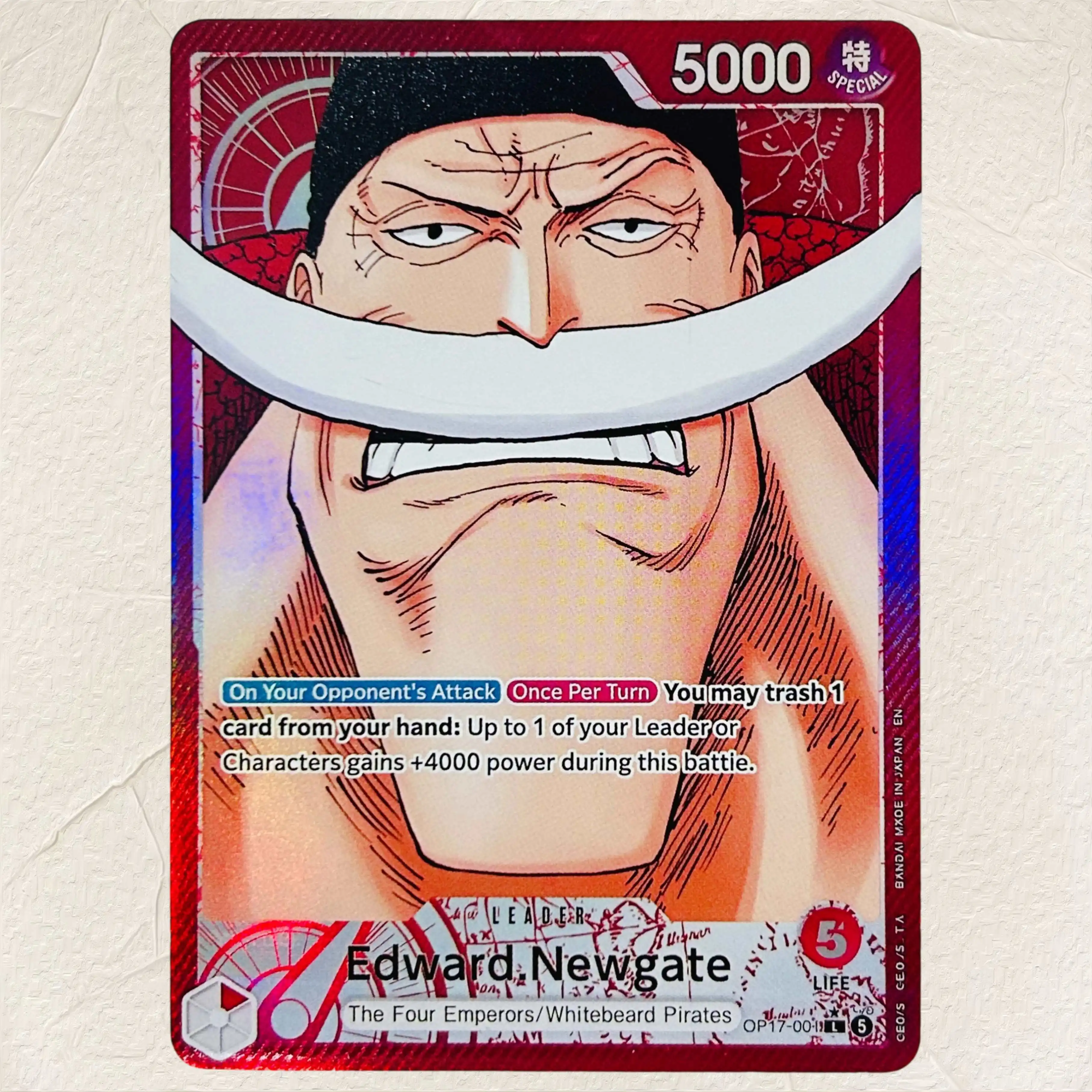 One Piece Shanks OP17-020 English Version DIY Foil Texture Cards Collectible Grade Premium Anime Collection Cards view 2
