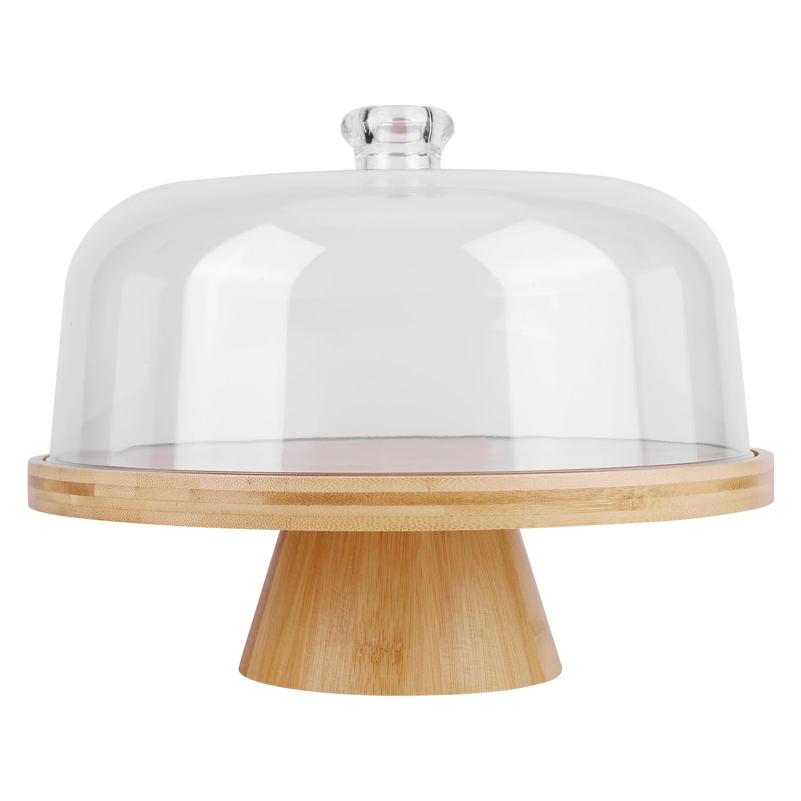 Elegant Wooden Cake Stand with Clear Dome Lid