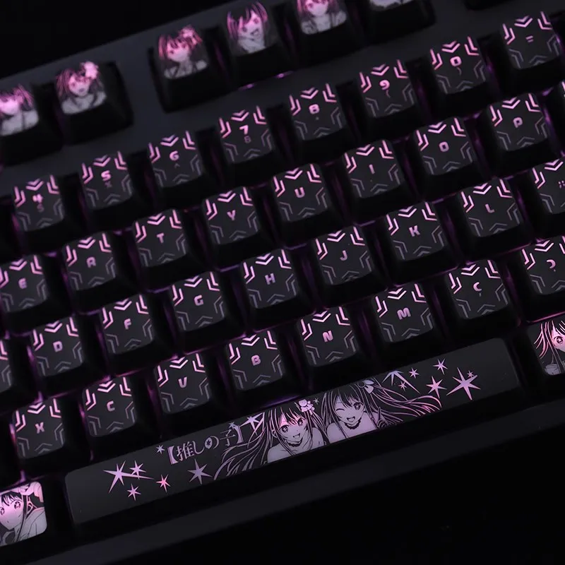1 Set Oshi No Ko Hoshino Ai Backlit Keycaps For Logitech G610 G Pro X Razer BlackWidow Huntsman Corsair K70 K95 K100 Key Caps
