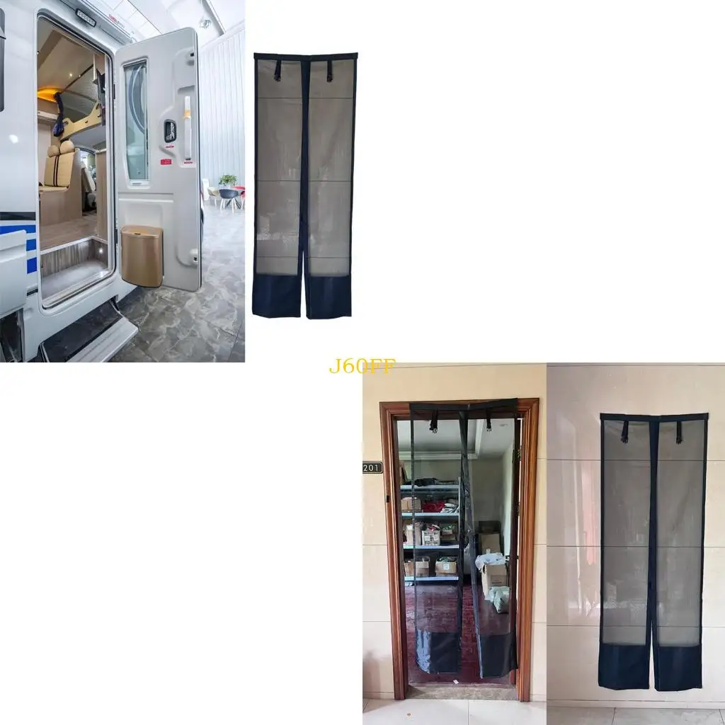 

J60F Camping Screen Door Mesh Curtain With Hook And Loop Fastener Insect Proof Design