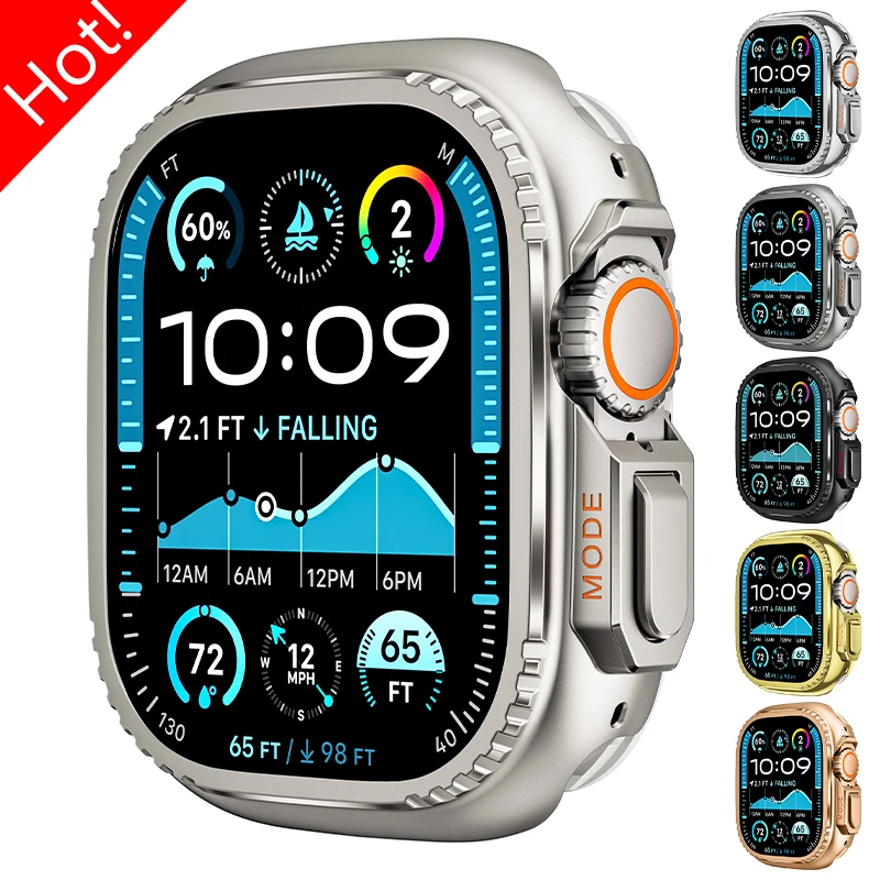 

Металлический чехол для Apple Watch Ultra 2 1 49 мм 45 мм 44 мм Защитный чехол Алюминиевый чехол-бампер для IWatch Series 9 8 7 6 5 4 SE