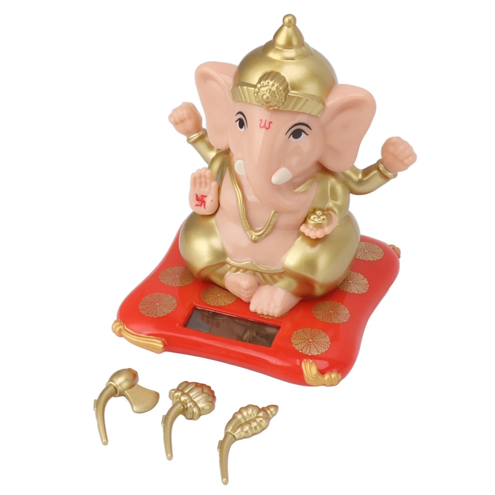 E9 Solar Powered Ganesha Elephant God Statue Indian Idol Figurine Elephant God Prays Wealth for Car ornaments Home Decor Crafts