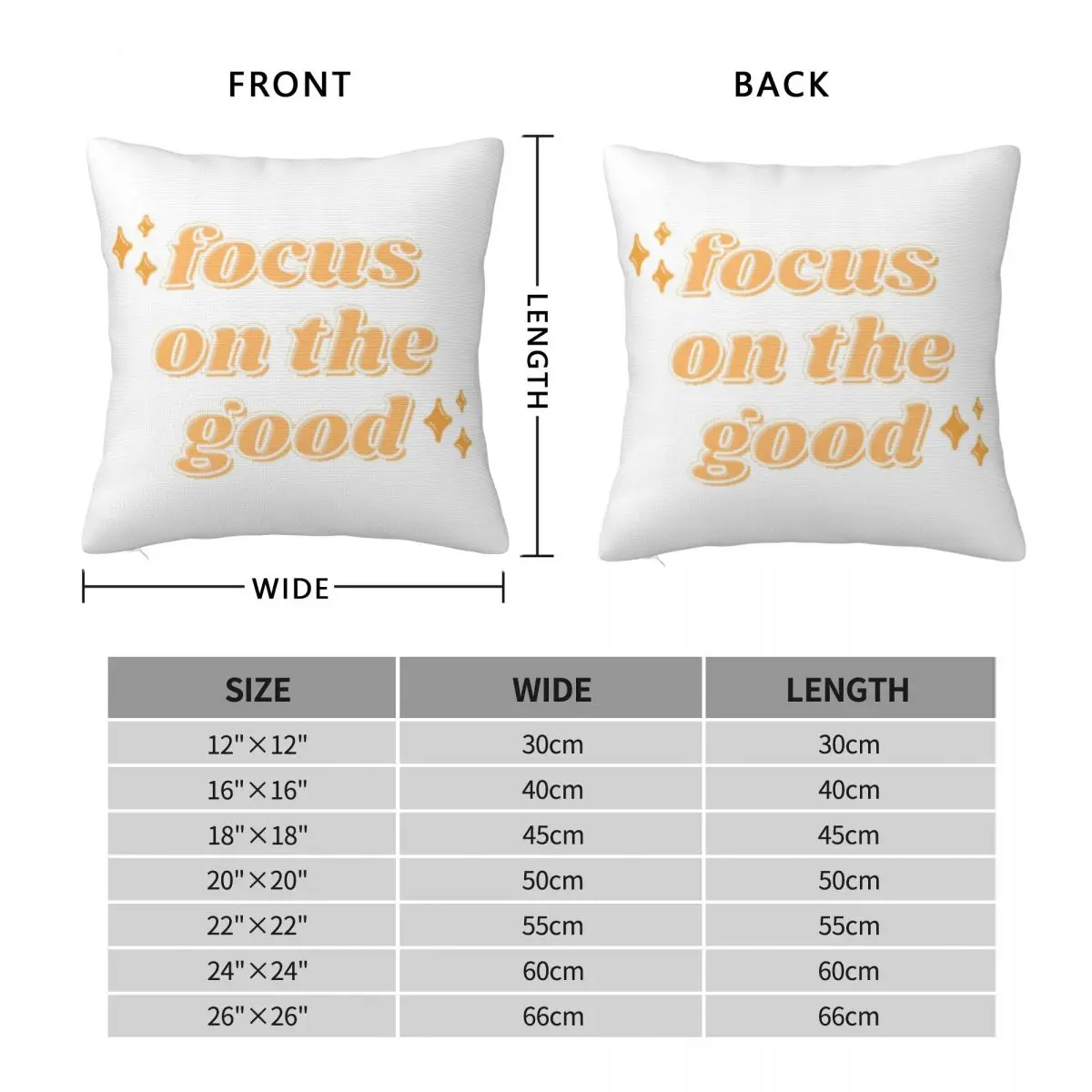 Focus On The Good Orange Peach Pillowcase Polyester Linen Velvet Printed Zip Decor Throw Pillow Case Bed Cushion Cover