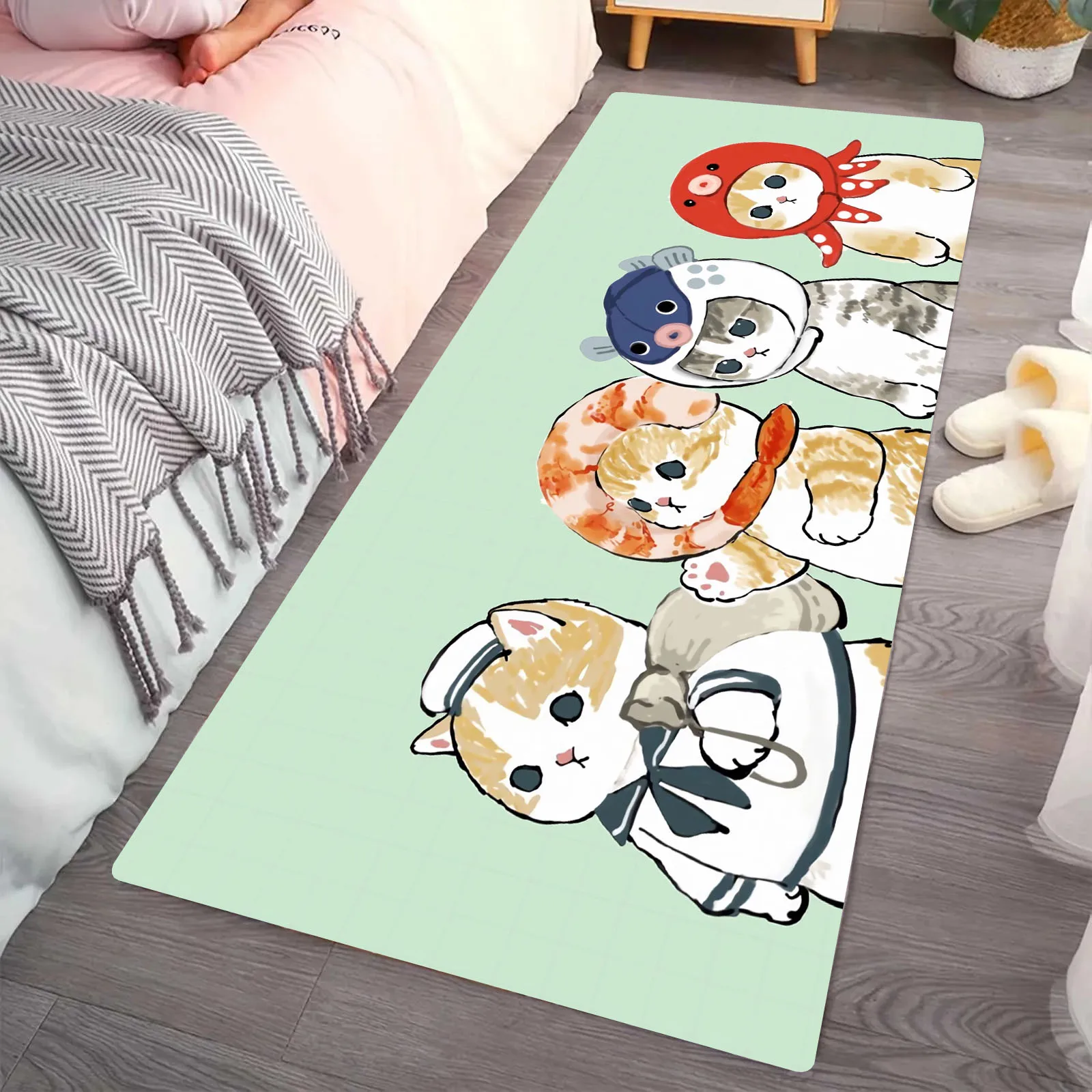 

Cartoon Cute Cats Bedroom Carpets Kitchen Rugs Bathroom Mats Non-silp Flannel Doormat for Home Decorative Accessories Floor Pads