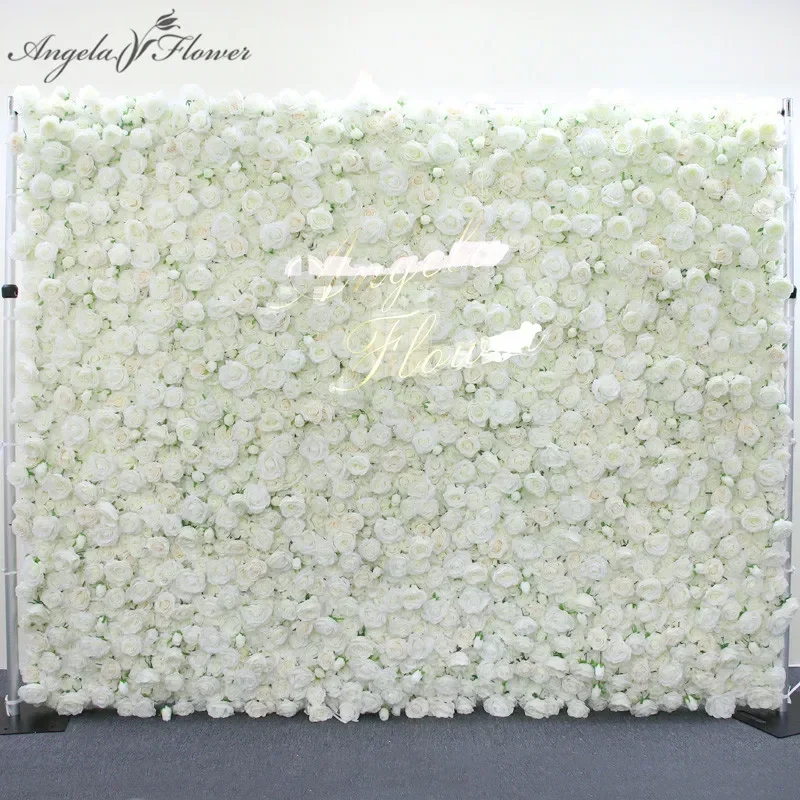 

5D Kunden spezifisch aus weißem Stoff Blumen wand, Elfenbein gewebe, aufrollen künstliche Rose Blumen wand