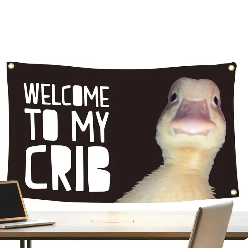 

Welcome to My Crib Flag 3x5 Feet Funny Flags with 4 Shiny Brass Grommets for Tapestry Dorm Room Home College Bedroom Decor