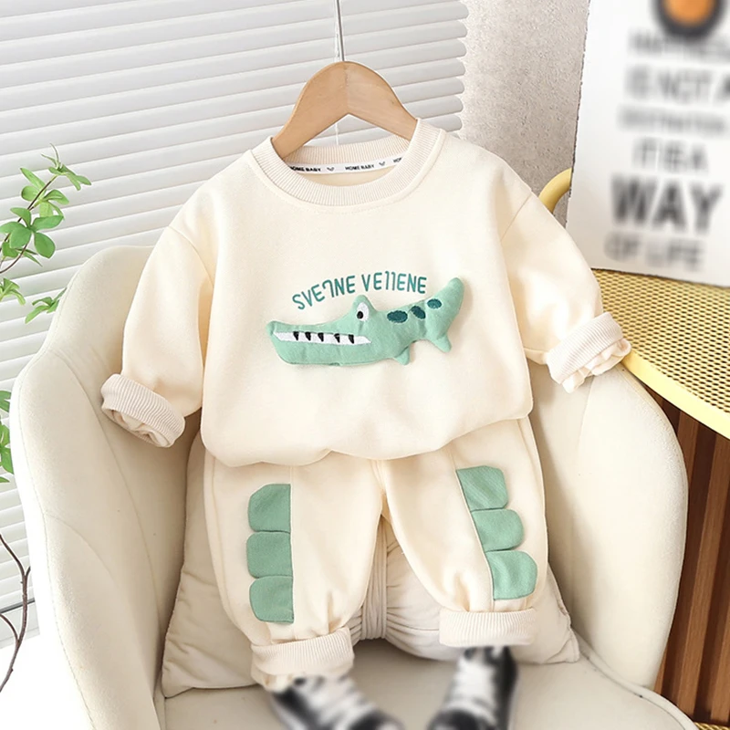 Autumn Spring Toddler Baby Boys Clothes Outfits Children 3D Cartoon Dinosaur Sweatshirt Pants 2Pcs/Sets Sports Costume