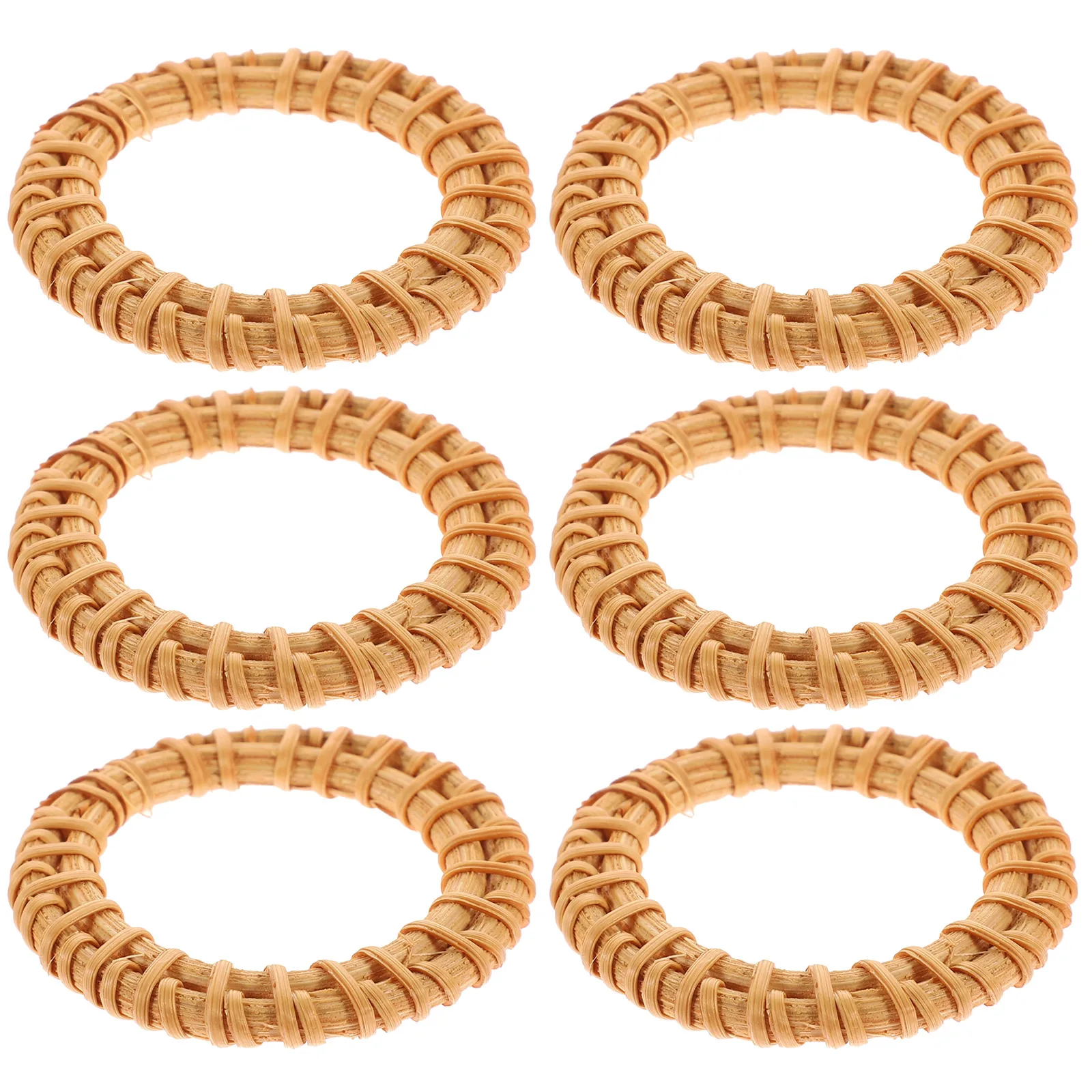 

6 Pcs Wooden Napkin Rings Woven Texture Table Decor Valentine's Day Wedding Napkin Holders Dining Serviette Buckle Set