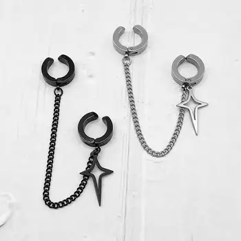 1件裝時尚簡約耳釘,適合青少年佩戴,無需耳洞,男女皆宜,假耳環星星吊墜耳環飾品 6 最佳銷售 男士假耳環 - №4