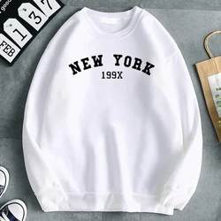 Winter Fashion Pullover For Women New York 199X Personality Letter Print Hoody Fleece Soft Sweatshirt Loose All-Math Clothes