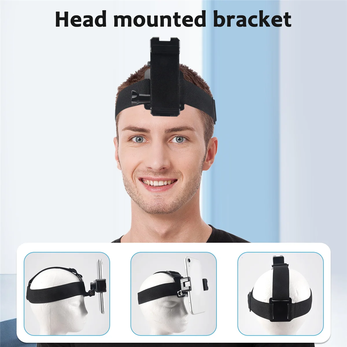 ที่ยึดสายรัดศีรษะอเนกประสงค์พร้อมคลิปจับโทรศัพท์เคลื่อนที่สำหรับสมาร์ทโฟนอุปกรณ์เสริม Vlog