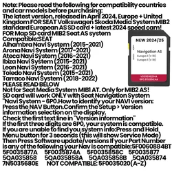2024 Latest Version Europe + UK GPS SD Card for SEAT Volkswagen Skoda Media System MIB2 Navigation SD Card