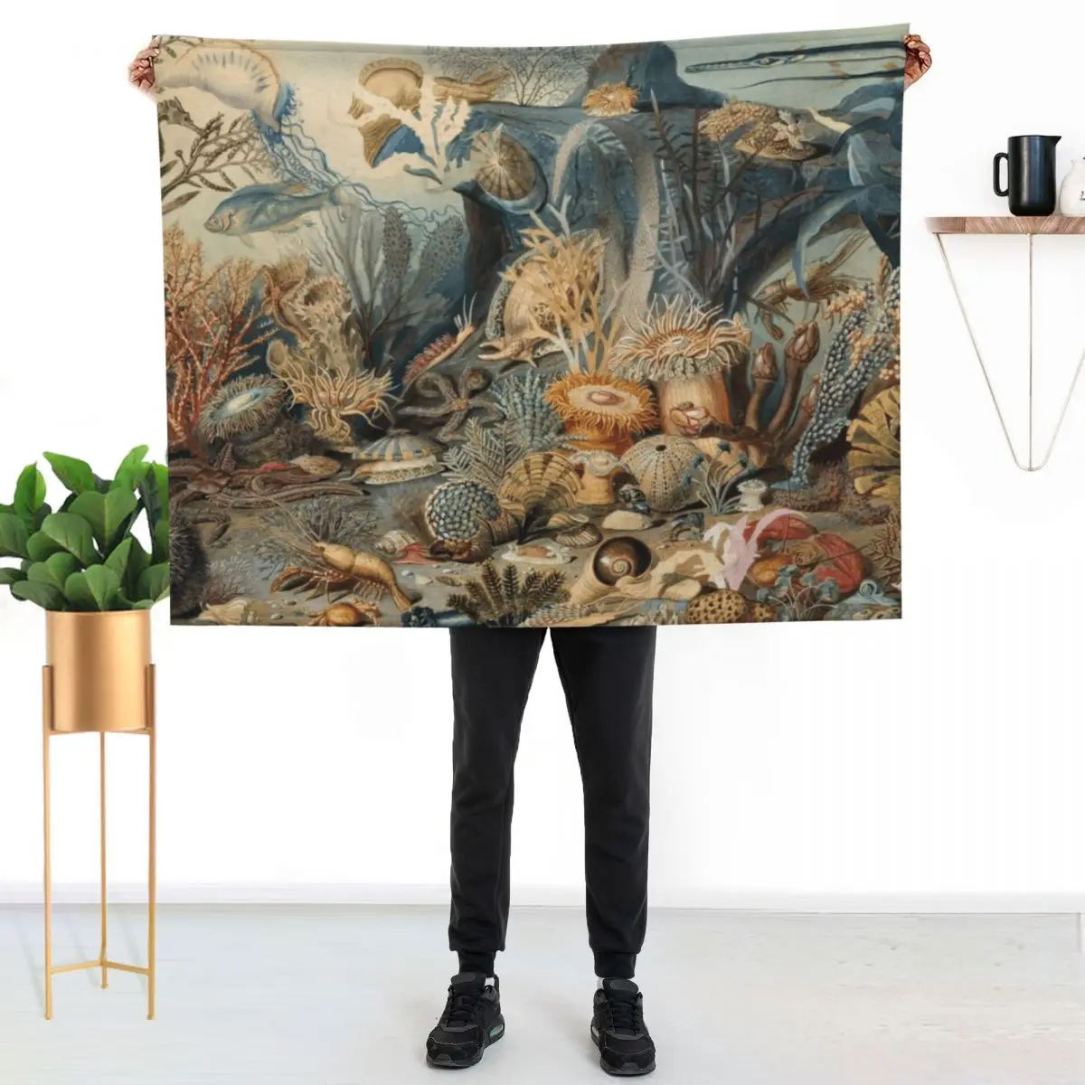 Ocean Life, Artistic Ocean Art, Diver Enthusiast-Scuba Diving Throw Blanket Soft Big Moving Hair Designers Blankets