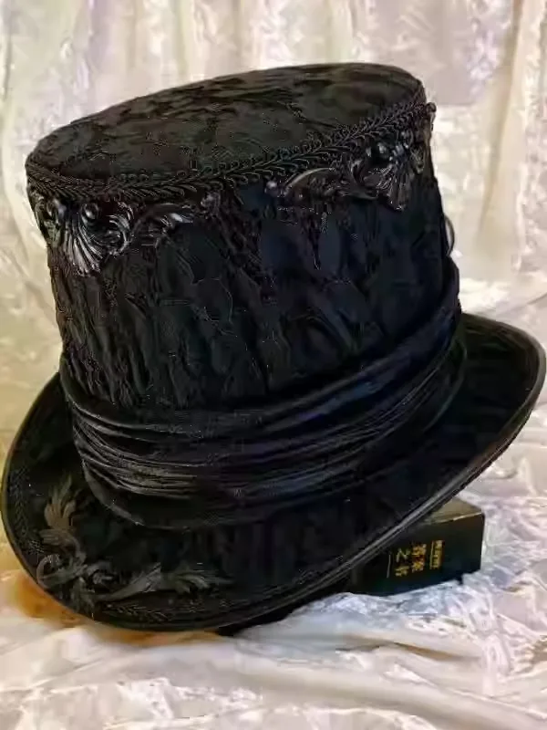 جنون تأثيري حتر Steampunk قبعة هالوين تأثيري قصر رائع القوطية نمط مرحلة الأداء الدانتيل قبعة