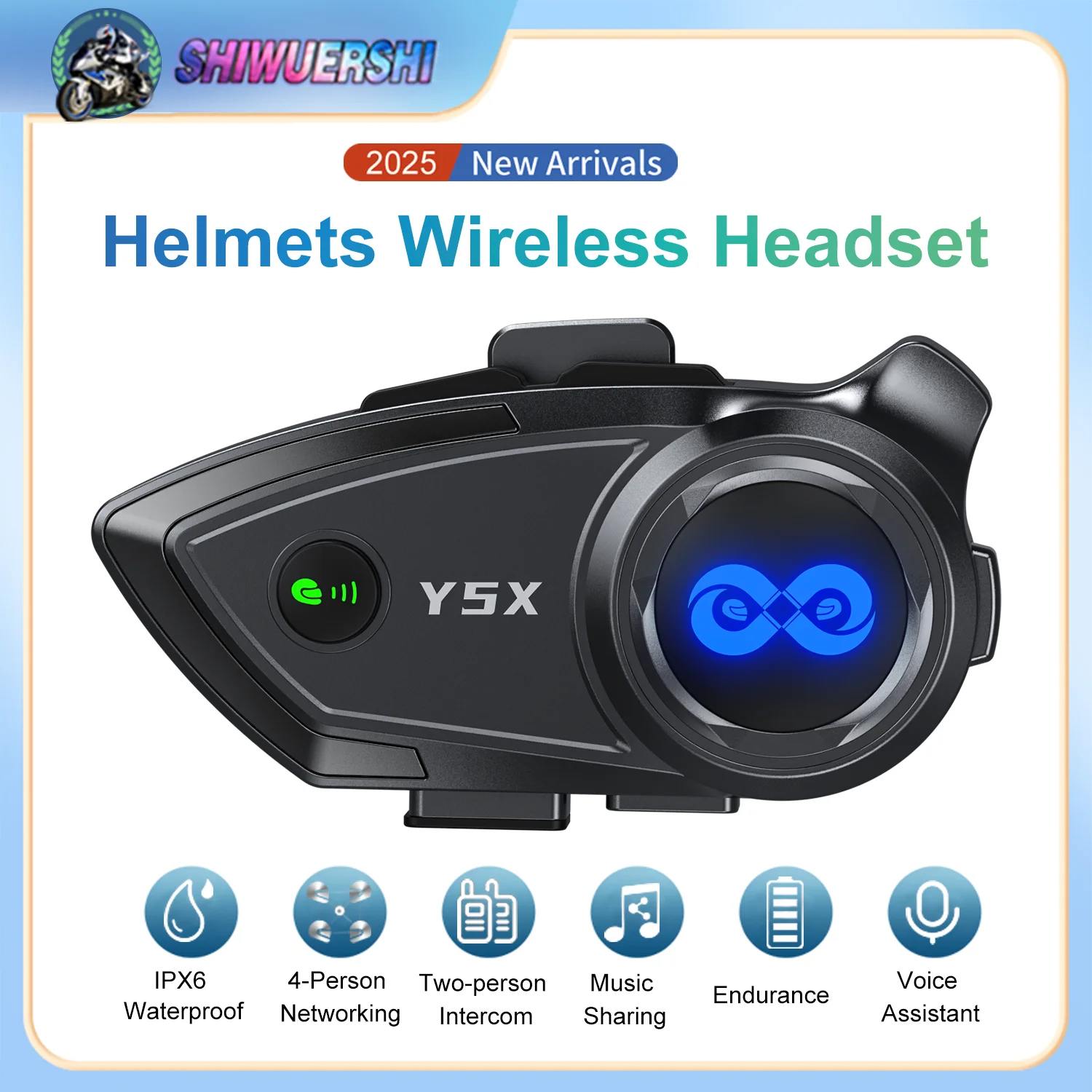 

New Y5X4 motorcycle intercom helmet Bluetooth headset 4-person intercom 1000 meters AI smart assistant CVC noise reduction