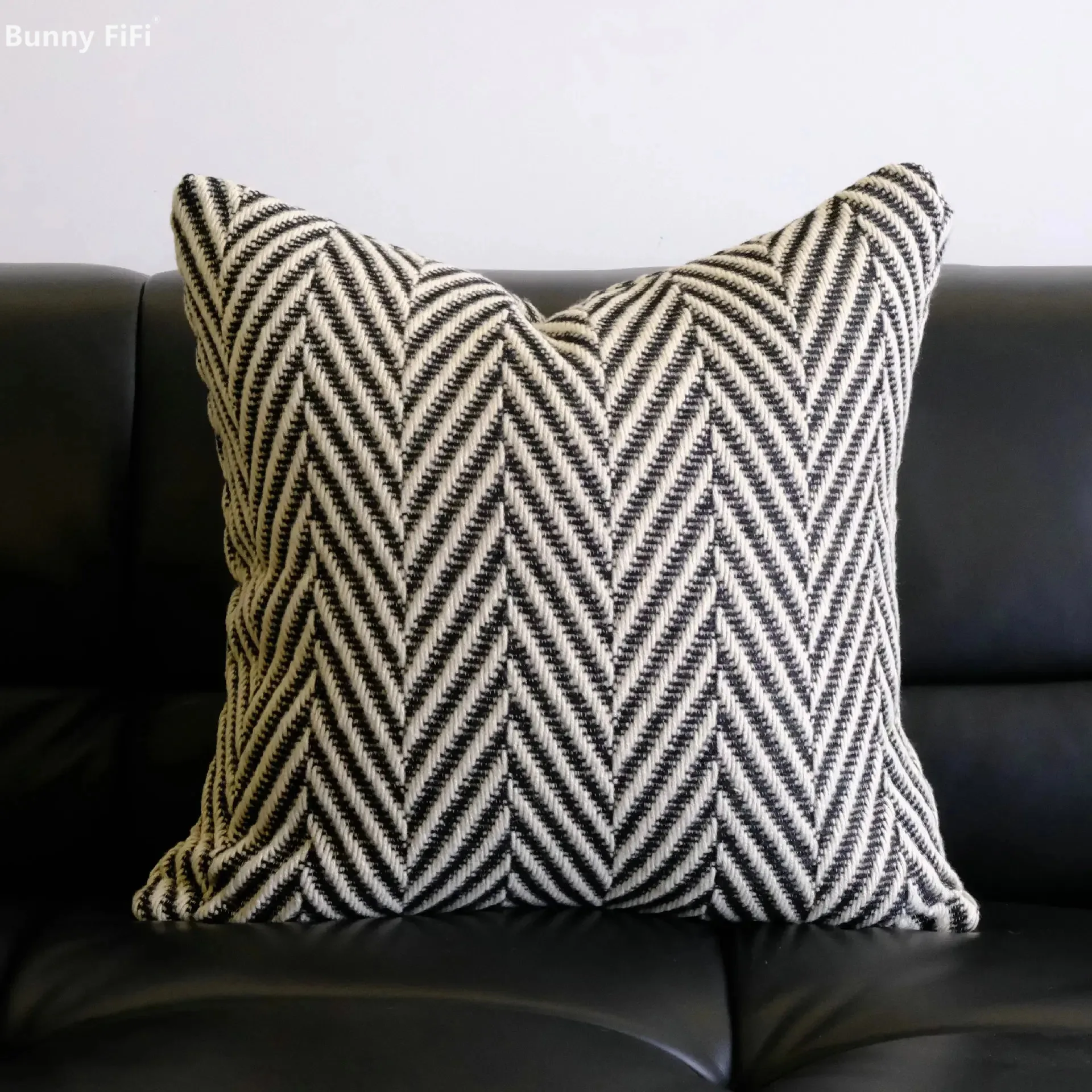New Light Luxury Texture Woven Pillowcase Black and White Simplicity Wool Crochet Pillow Covers Decorative Pillows Decor Home