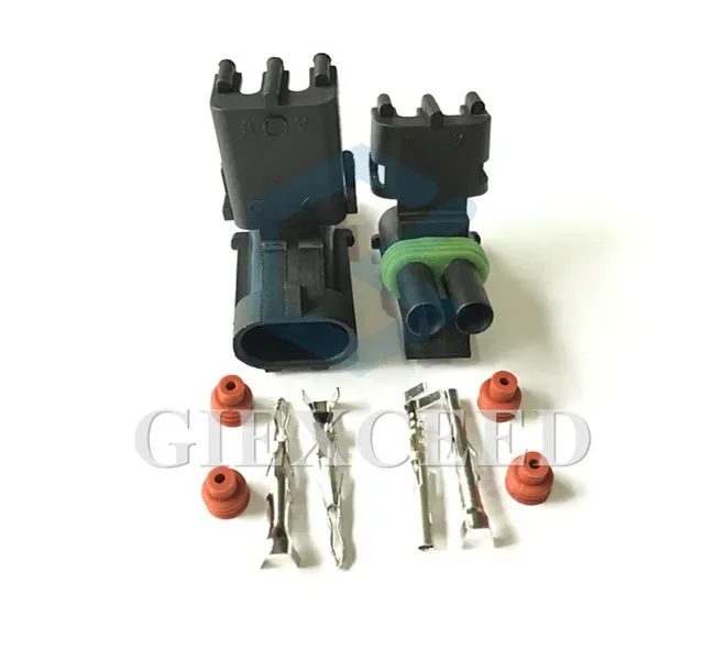 2 Sets 2 Pin AC Assembly 12015792 12010973 Female Male Auto Injector Socket Waterproof Automobile Connector