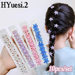 10pcs/Set Sweet Flower Shaped Hair Clip Women Girls Mini Braided Hair Buttons Hairpin Princess Hair Claws Barrettes