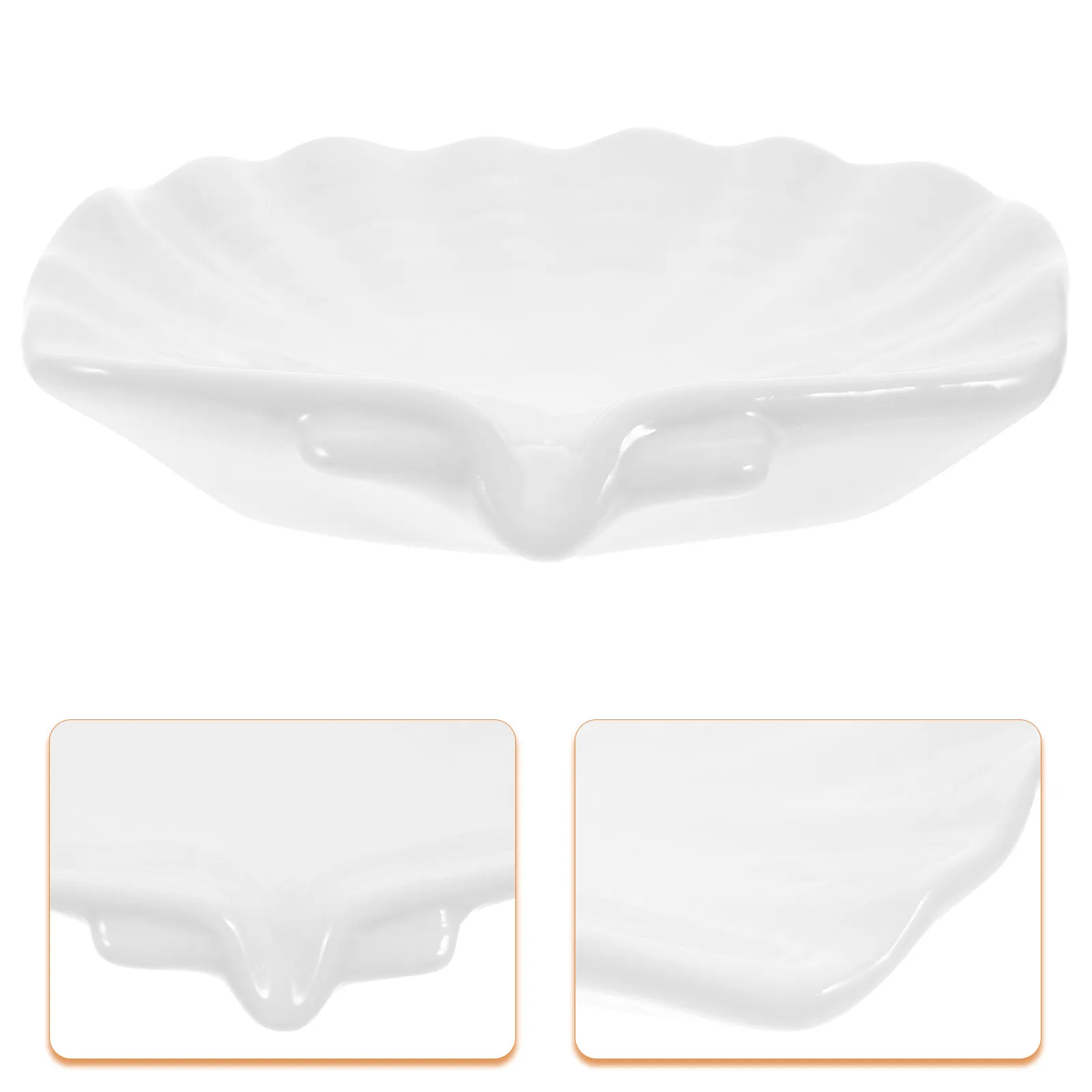 Shell Shaped Soap Dish Ceramic Bathroom Holder for Soap and Bath Accessories Non-Slip Decorative Tray Organizational Storage