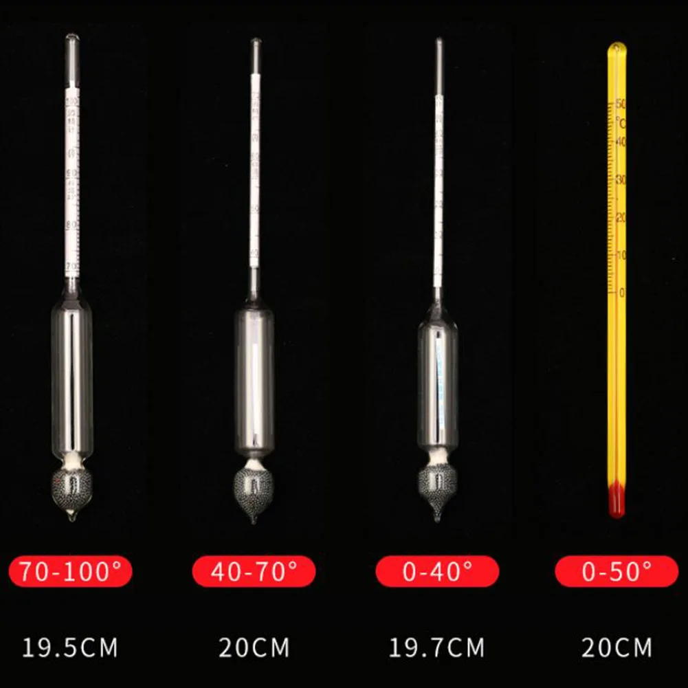Strength Testing Equipment with Three Range Hydrometers Thermometer and Temperature-Correlated Proof Conversion Guide