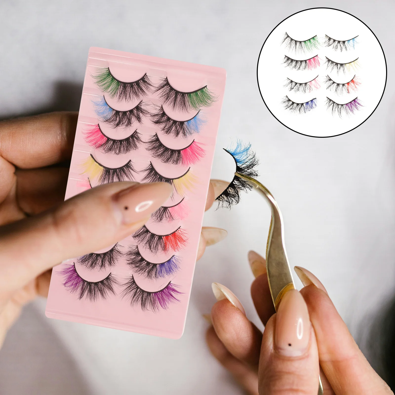 8Pairs Colored False Eyelashes Natural Look Chemical Fiber Lashes for Party Photo Everyday Wear Easy Apply Comfortable Faux