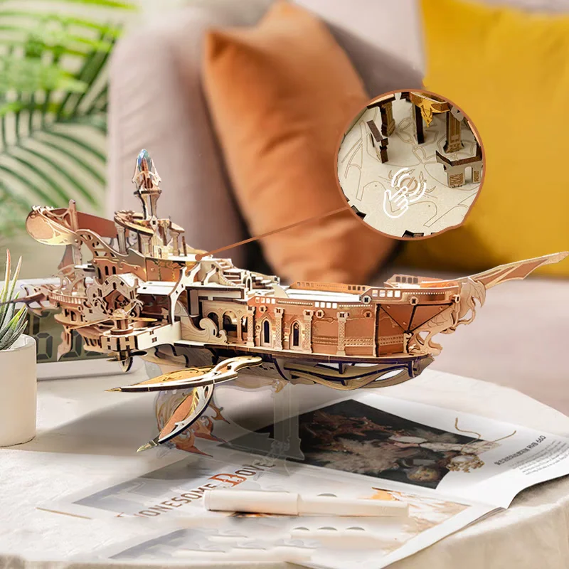 DIY 3D Wooden Puzzle Whale Ark of the Universe Spaceship Jigsaw