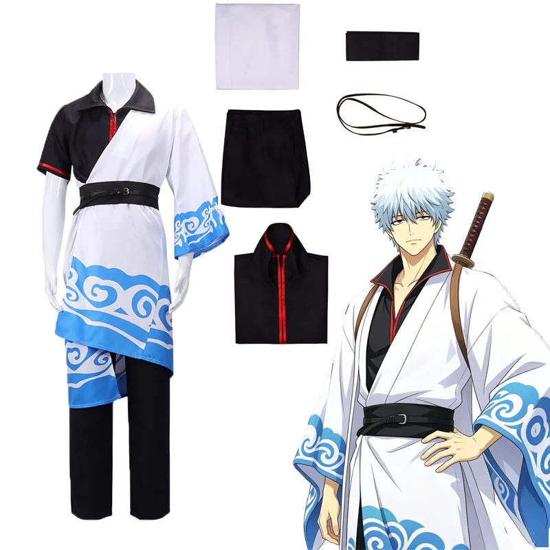 Gintama Anime SakMiGintoki Cosplay-Kostüm, Kimono, Oberteil, Hose, Body, für Conventions, Halloween, Weihnachtsveranstaltungen, Geschenk