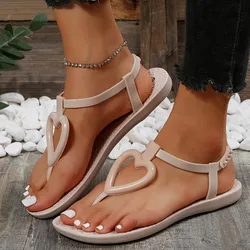 Roman Sandals Clip Toe Flip Flops Women Summer  New Love Flat Sandals College Style Open Toe Soft Shoes