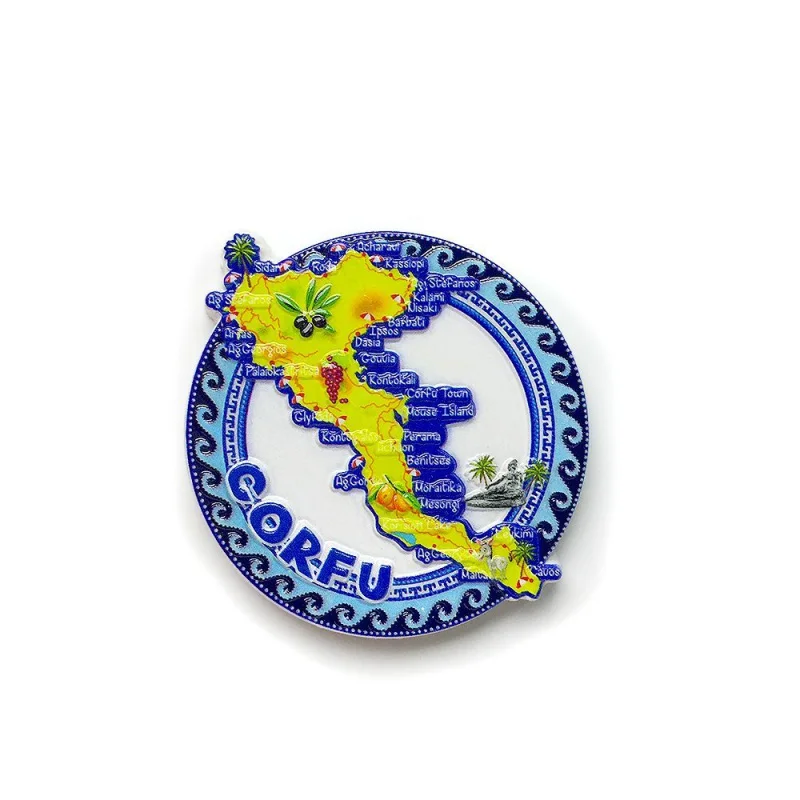 

Creative Map of Corfu, Greece, Decorative Travel Souvenir, Fashionable 3D Home Decor Magnetic Fridge Magnet