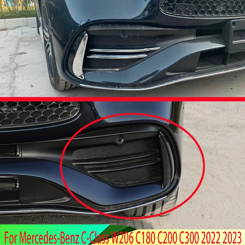 

Для Mercedes-Benz C-Class W206 C180 C200 C300 2022 2023, автомобильные аксессуары, АБС-пластик, хромированная крышка передней противотуманной фары, накладка, рамка