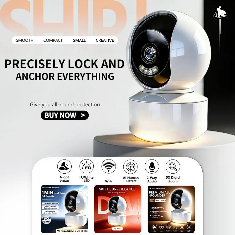 

2026 New Indoor Pet Dog Security Camera 2.4G WiFi 360° Pan Tilt 2-Way Audio Night Vision Wireless Baby Camera Support Phone App