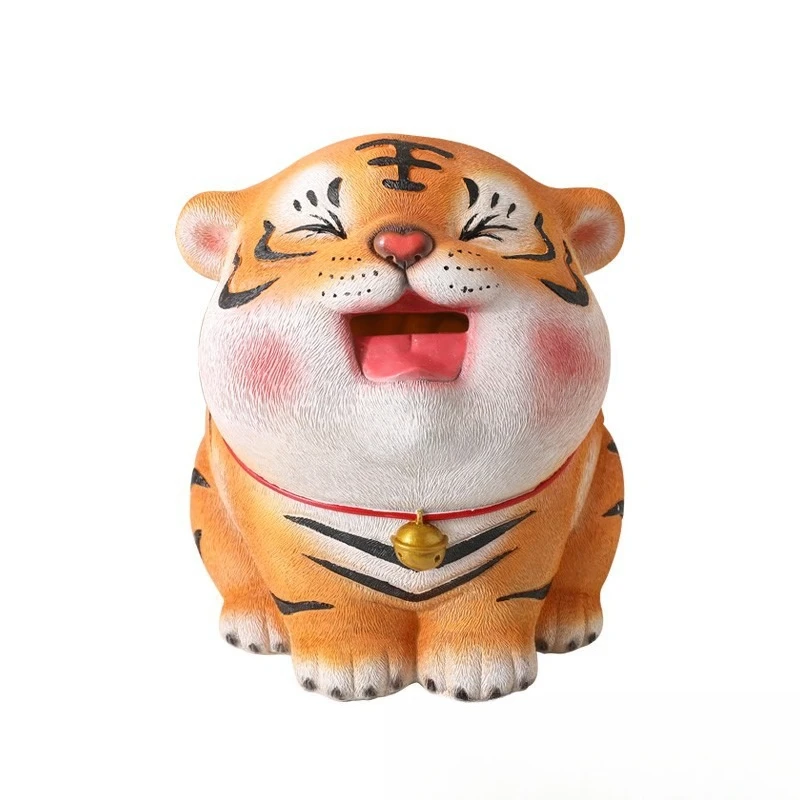Large Capacity Tiger Piggy Bank No Out Design Money Saving Box Creative Mascot Ornament Decorative Gift