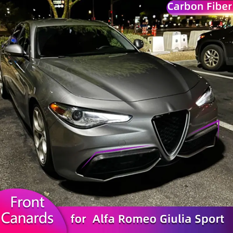 

Carbon Fiber Front Bumper Canards for Alfa Romeo Giulia Sport Sedan 4-Door 2016-2020 Car Racing Front Fog Lamp Trims FRP