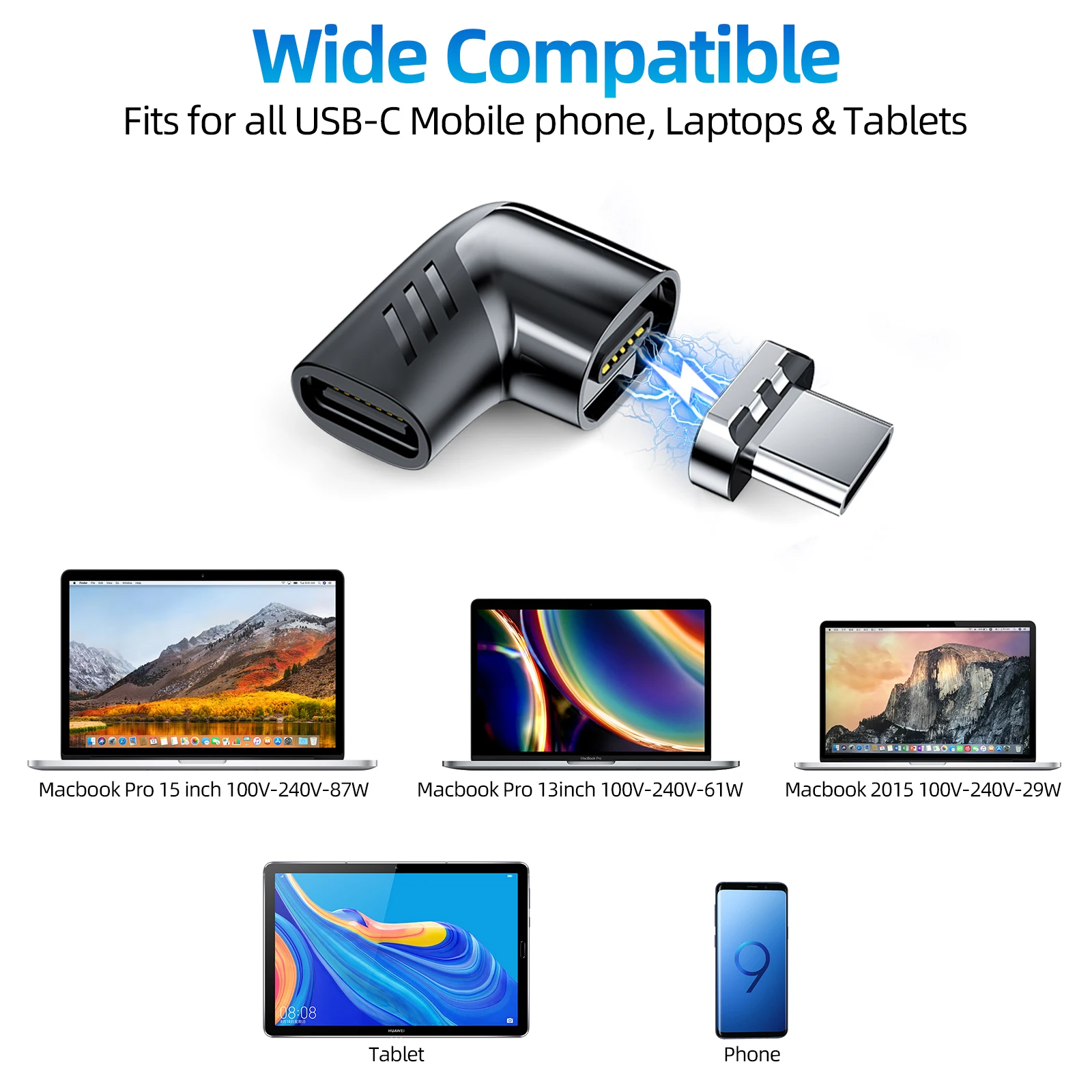 120W Usb C To Type C Magnetic Adapter Fast Charging Usb Type C Magnet Converter Magnetic Cable Right Angle Usbc Connector image 6