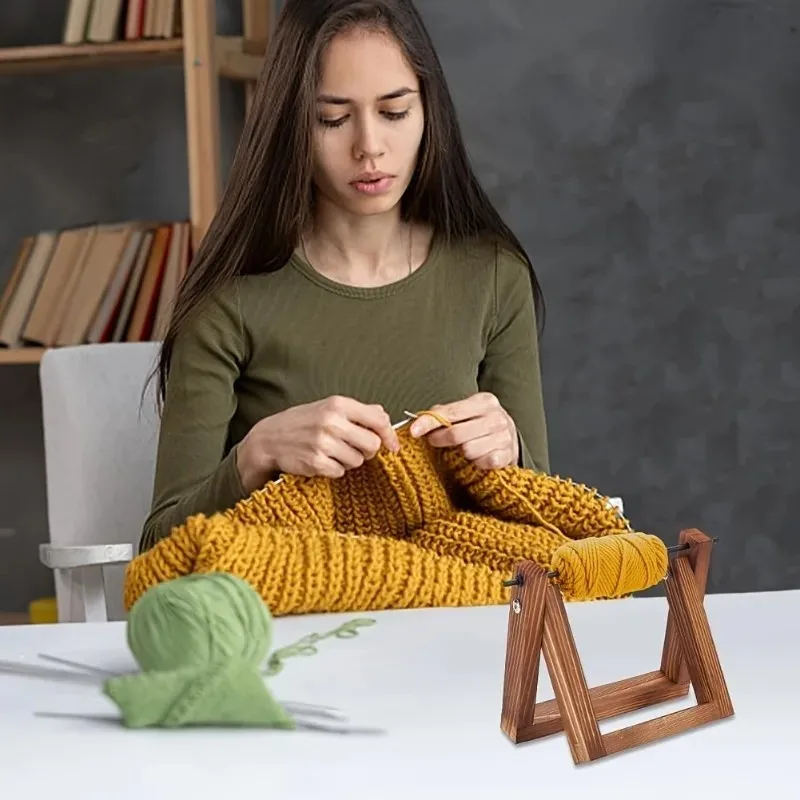 1 Stück Hölzerner Desktop-Garnhalter für Handstrickarbeiten, Faden-Organizer-Ständer, Aufbewahrungsregal für Stickgarn