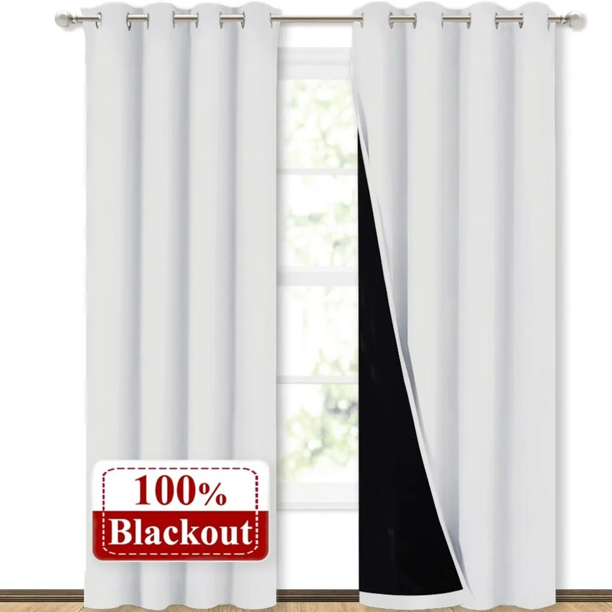 

2Pcs Solid 100% Blackout Curtains - Curtains for Bedroom and Living Room - Uv Protection, Easy Sliding, and Stylish Design