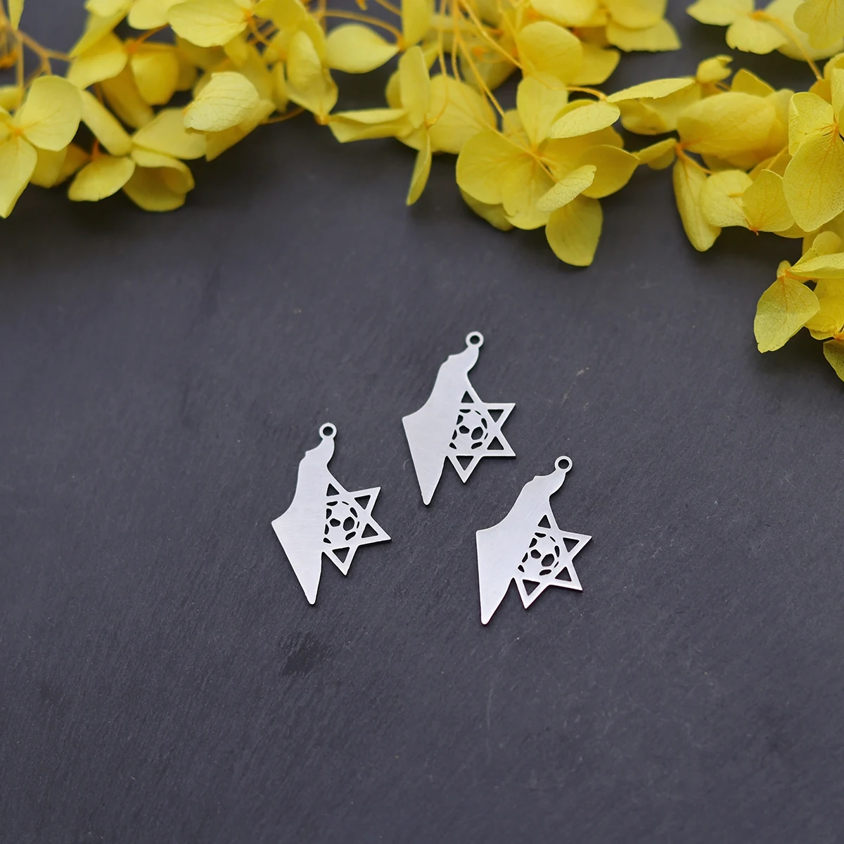 3pcs Israel Map Star of David Soccer Ball Charms DIY Neacklace Bracelets Stainless Steel Pendant Jewelry Making Jewish Gifts