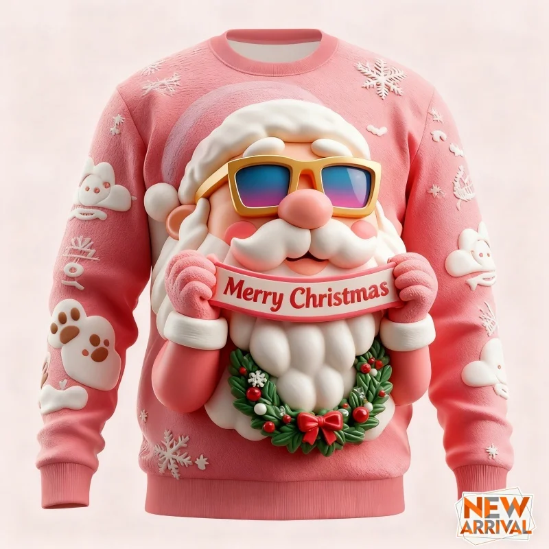 

Милые толстовки с рисунком Санта-Клауса для мужчин и женщин, рождественский пуловер с 3D принтом оленя, праздничные толстовки для вечеринок, топы с длинными рукавами и круглым вырезом