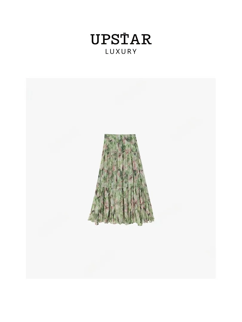 

Elegant Floral Print A-Line Skirt Fashionable High-End Summer New Arrival Midi Skirt Polyester Fabric Citywalk Style AS5KBQ0160