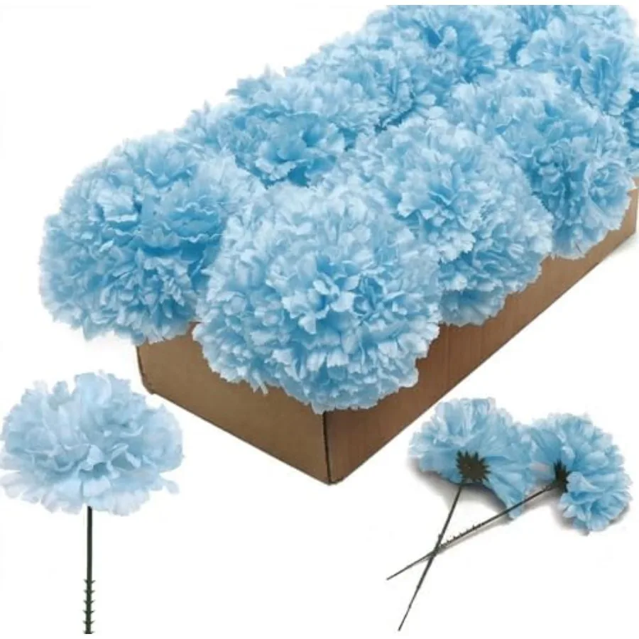 

1000 Pack Artificial Carnations - Bulk Silk Flowers for Weddings, Mother's Day, Graduations, Easter Memorial Day - 3.5 Heads, 5